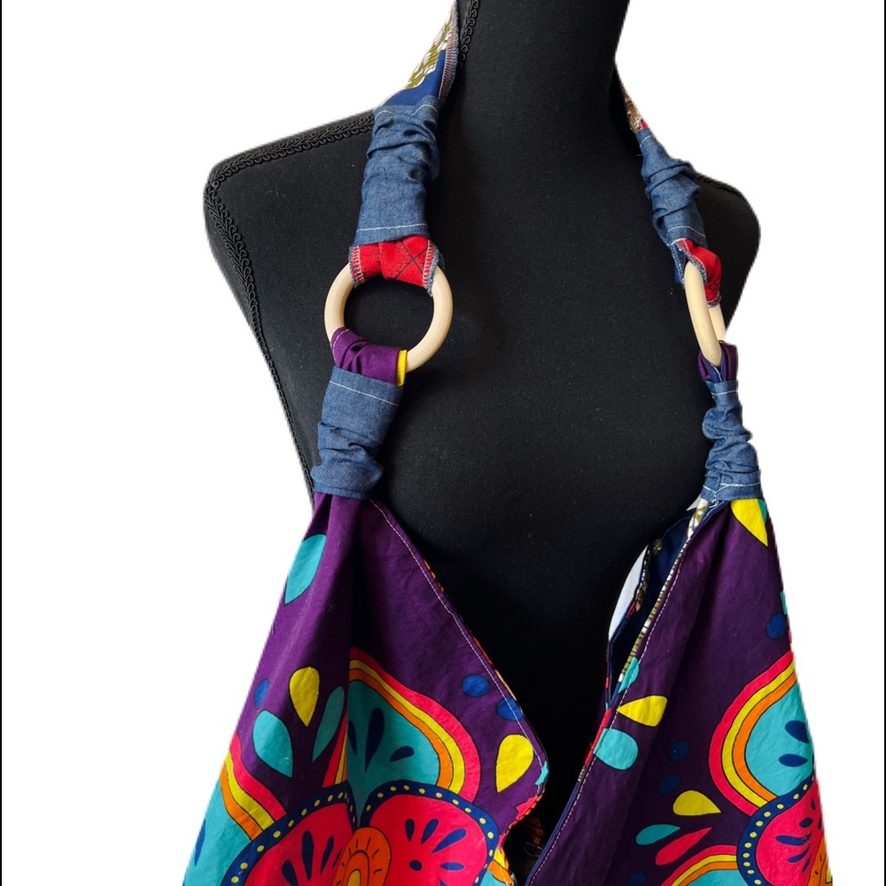 Handmade Boho Triangle Bag Origami Bag Ankara Tote - Picture 6 of 7